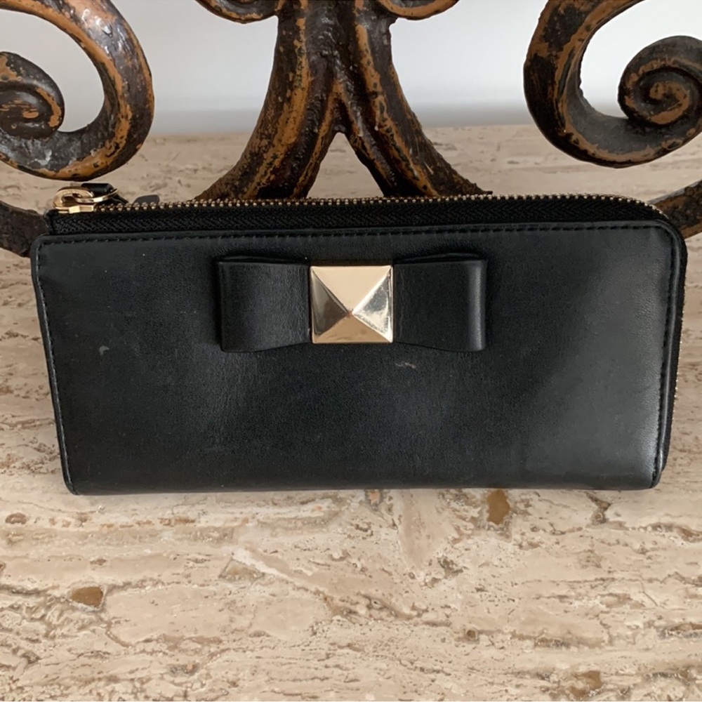 Kate Spade Black Leather Bow Zip Wallet - Picture 10 of 10